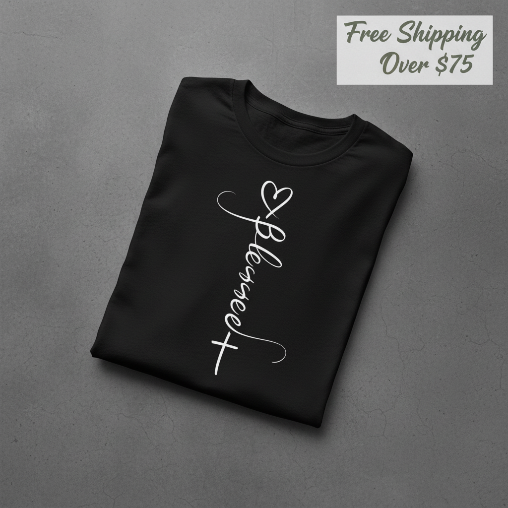 Blessed Cross Heart T-Shirt_fold_tilt