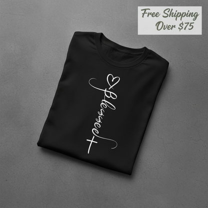 Blessed Cross Heart T-Shirt_fold_tilt
