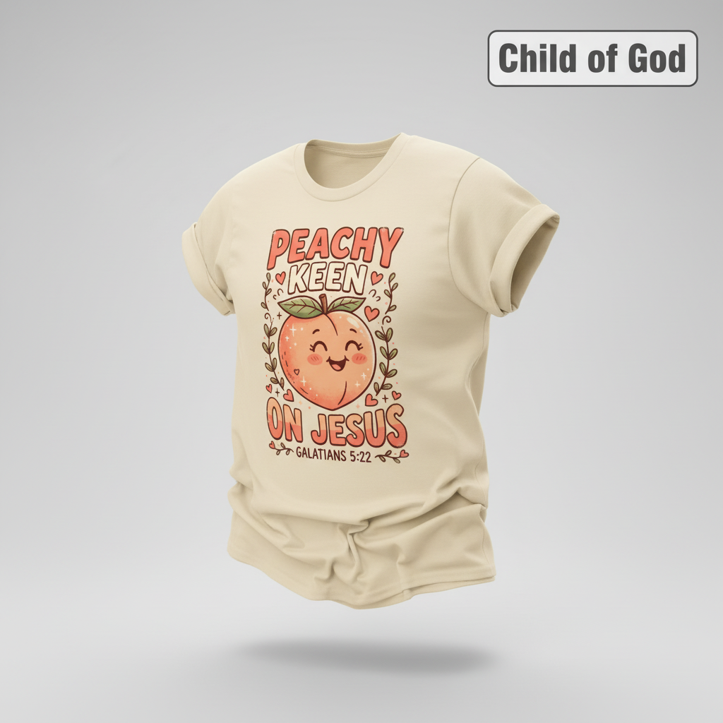Peachy Keen On Jesus T-Shirt_3d_float