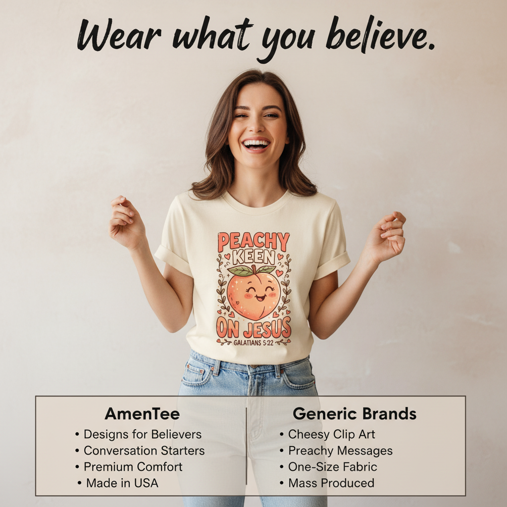 Peachy Keen On Jesus T-Shirt_product_table