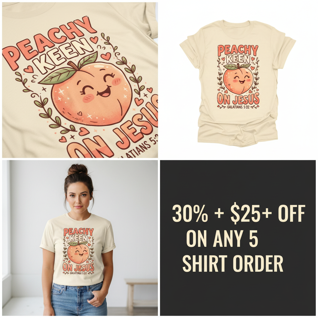 Peachy Keen On Jesus T-Shirt_4_panel