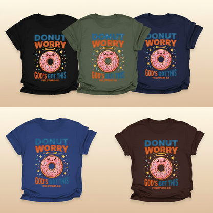 Donut Worry God's Got This T-Shirt_6color_grid