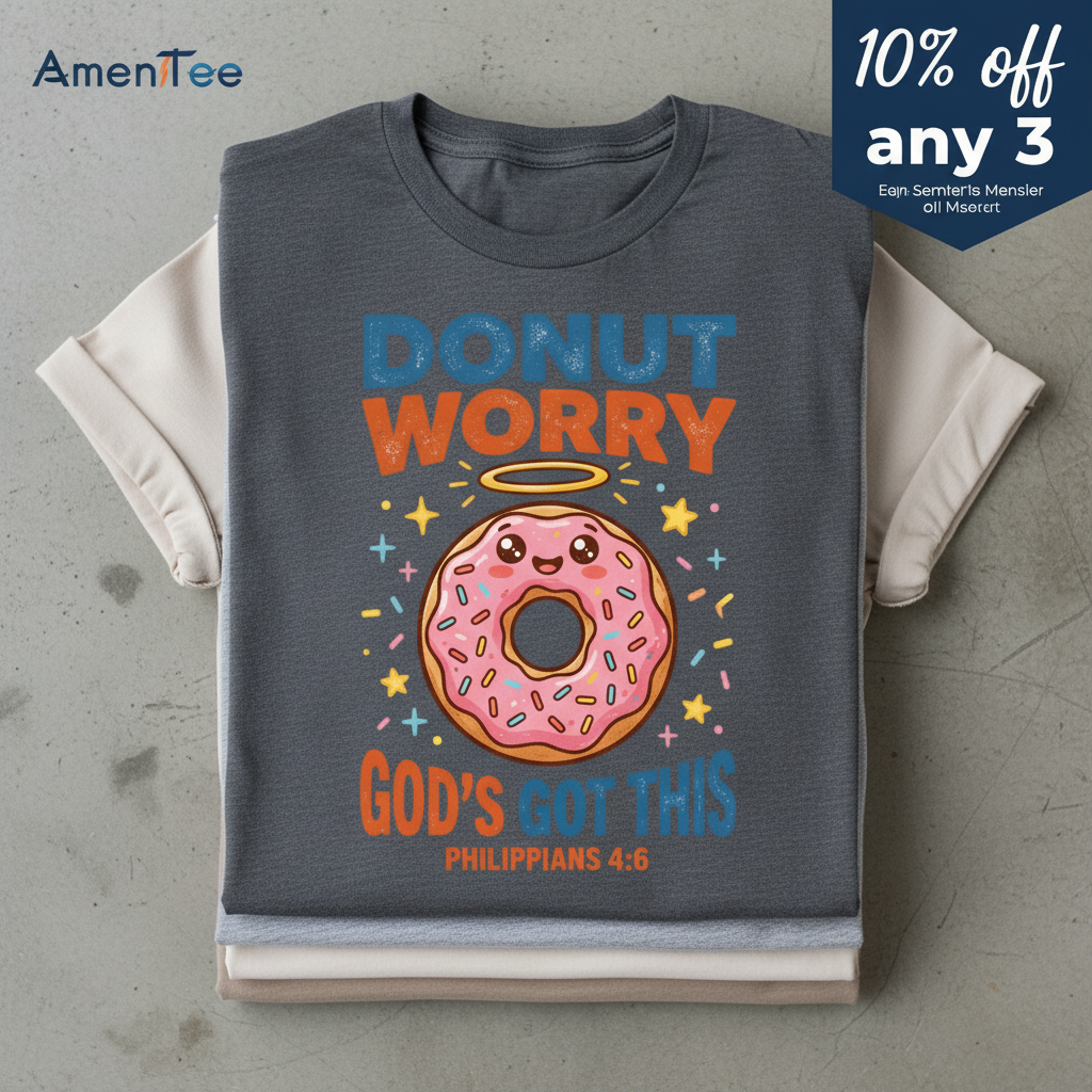 Donut Worry God's Got This T-Shirt_stacked_flatlay