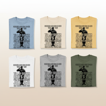 Greater Love Scripture Soldier T-Shirt_6color_grid