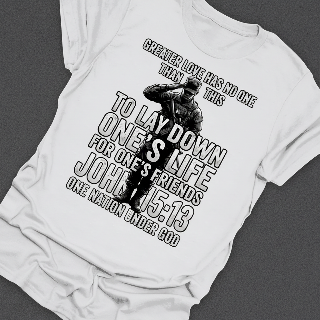 Greater Love Scripture Soldier T-Shirt_extreme_za