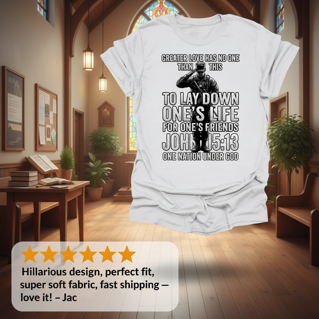 Greater Love Scripture Soldier T-Shirt_review_5star