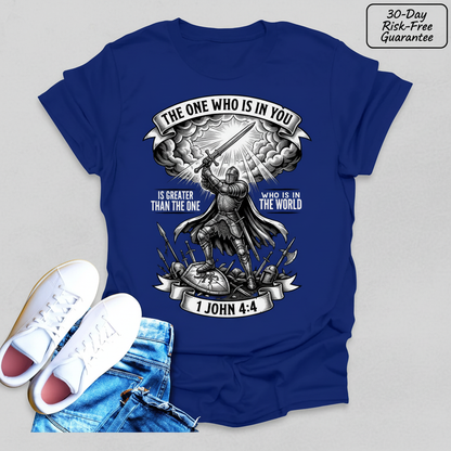 Greater Is He Warrior Scripture T-Shirt_clean