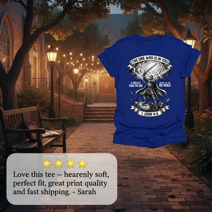 Greater Is He Warrior Scripture T-Shirt_review_5star
