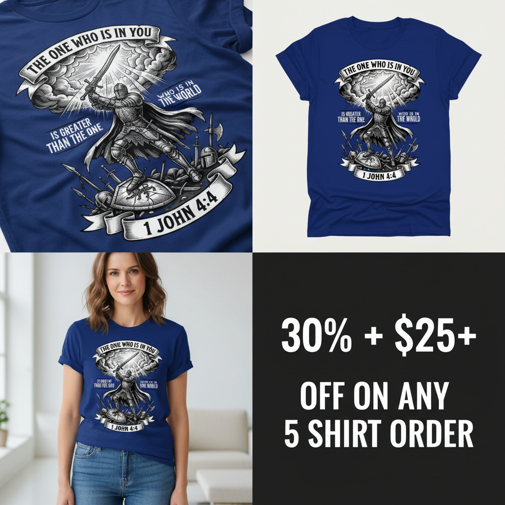 Greater Is He Warrior Scripture T-Shirt_4_panel