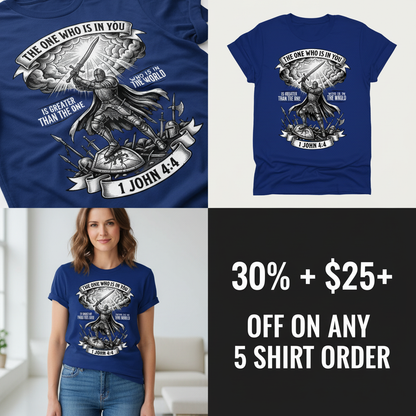 Greater Is He Warrior Scripture T-Shirt_4_panel