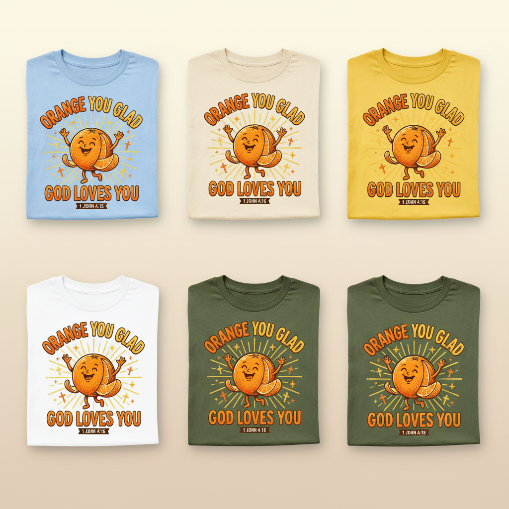 Orange You Glad God Loves You T-Shirt_6color_grid