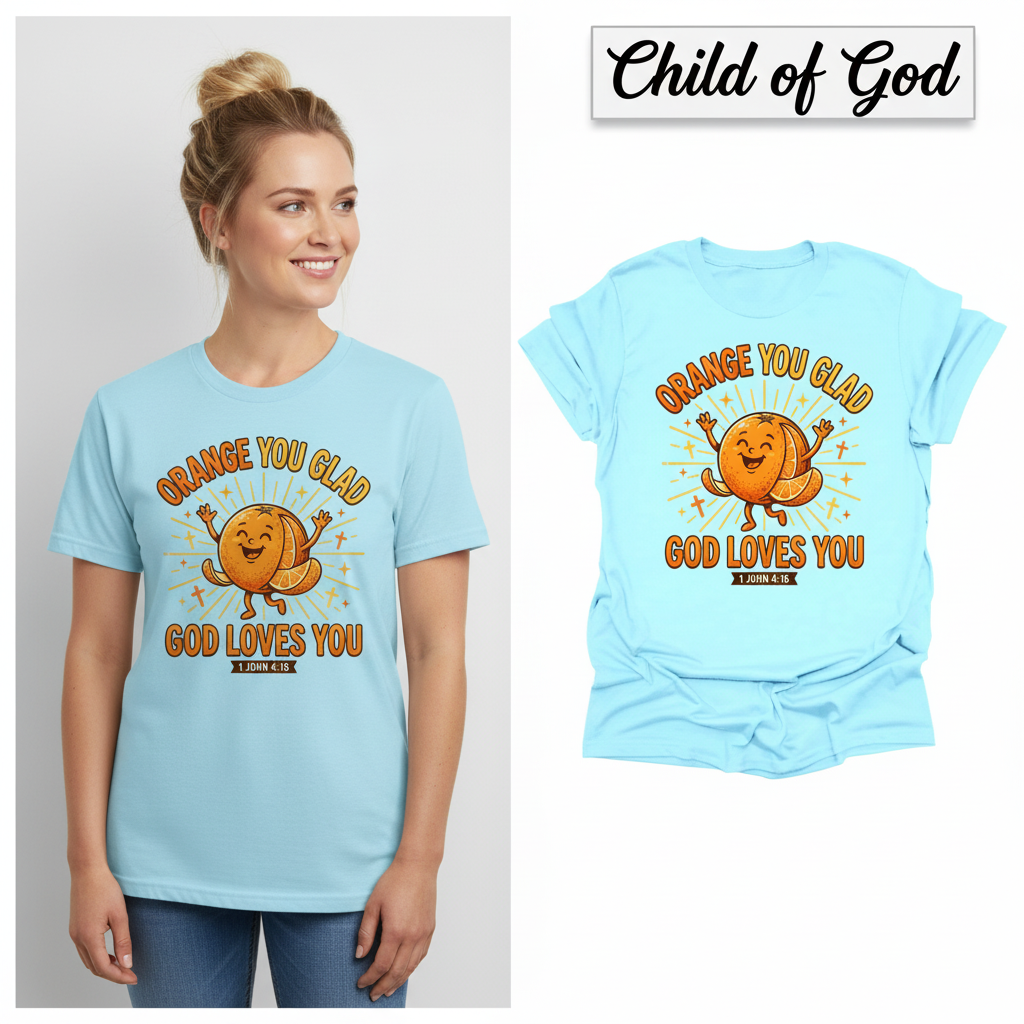 Orange You Glad God Loves You T-Shirt_model_flat