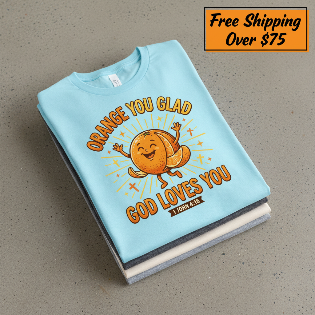 Orange You Glad God Loves You T-Shirt_stacked_flatlay