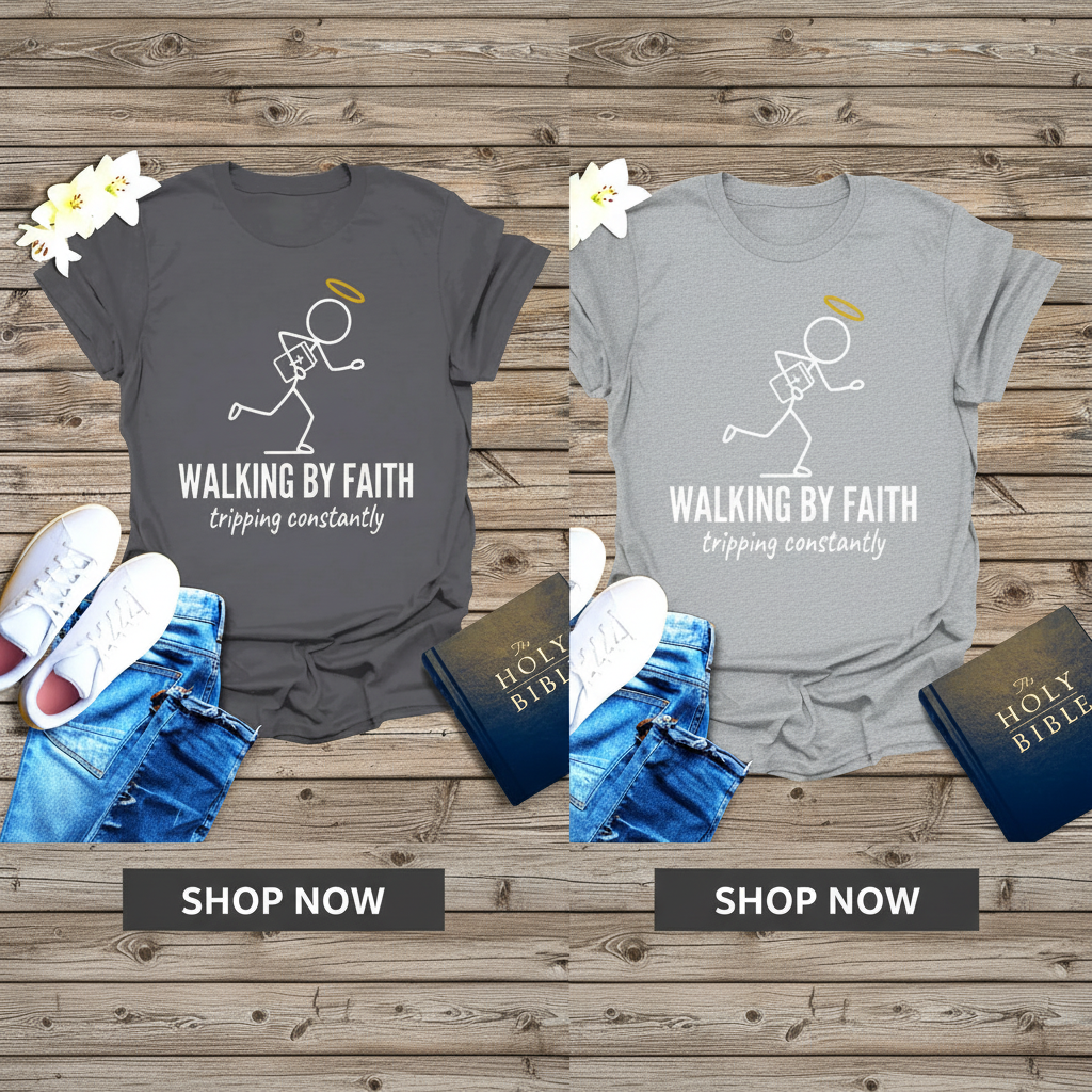 Walking by Faith T-Shirt_dual_model_life
