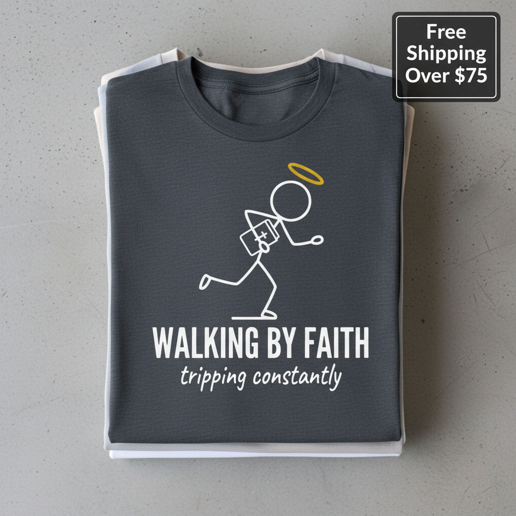 Walking by Faith T-Shirt_stacked_flatlay