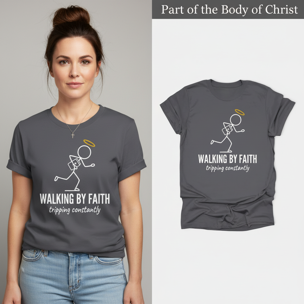 Walking by Faith T-Shirt_model_flat