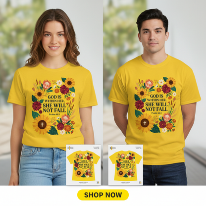 She Will Not Fall T-Shirt_dual_model_life