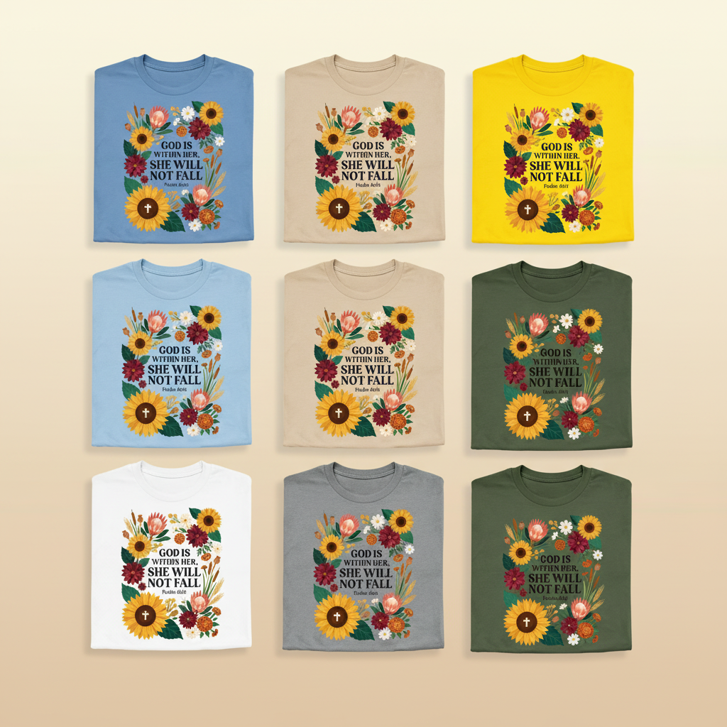 She Will Not Fall T-Shirt_6color_grid