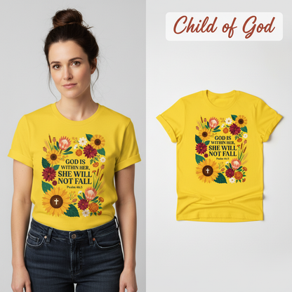 She Will Not Fall T-Shirt_model_flat
