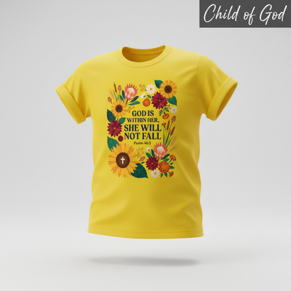 She Will Not Fall T-Shirt_3d_float