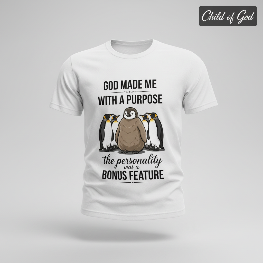 Purpose and Personality Penguin T-Shirt_3d_float