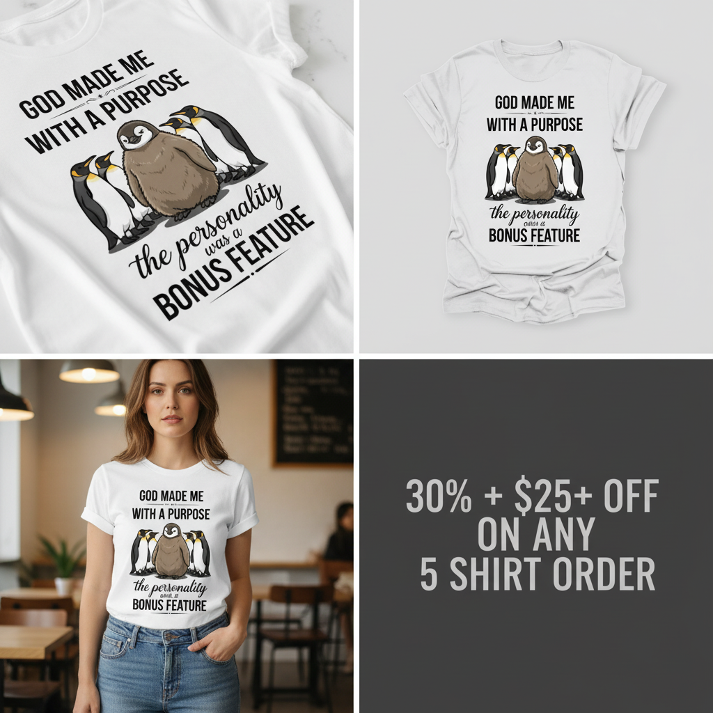 Purpose and Personality Penguin T-Shirt_4_panel
