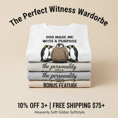 Purpose and Personality Penguin T-Shirt_stacked_promotion