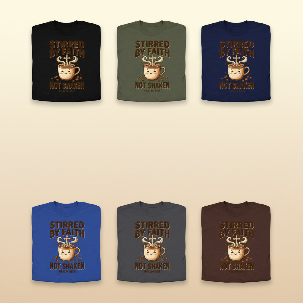 Stirred by Faith Not Shaken T-Shirt_6color_grid