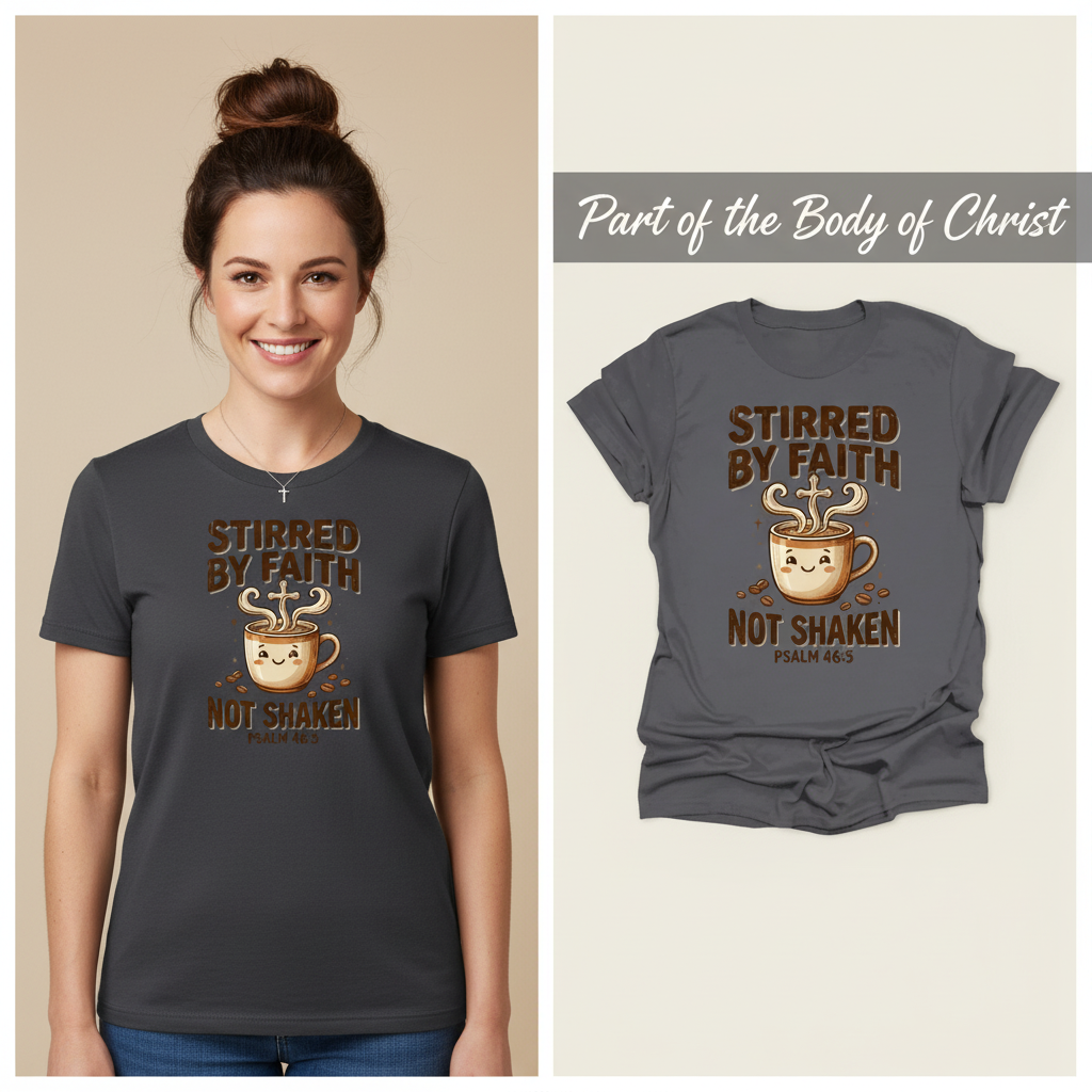 Stirred by Faith Not Shaken T-Shirt_model_flat
