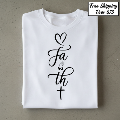 Faith In Prayer T-Shirt_stacked_flatlay