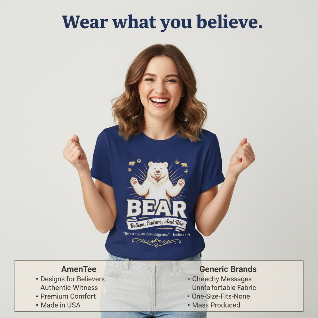 Believe, Endure, And Rise Bear T-Shirt_product_table