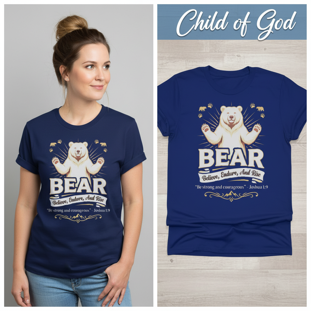 Believe, Endure, And Rise Bear T-Shirt_model_flat