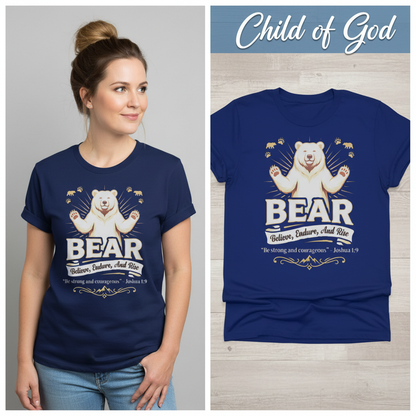 Believe, Endure, And Rise Bear T-Shirt_model_flat