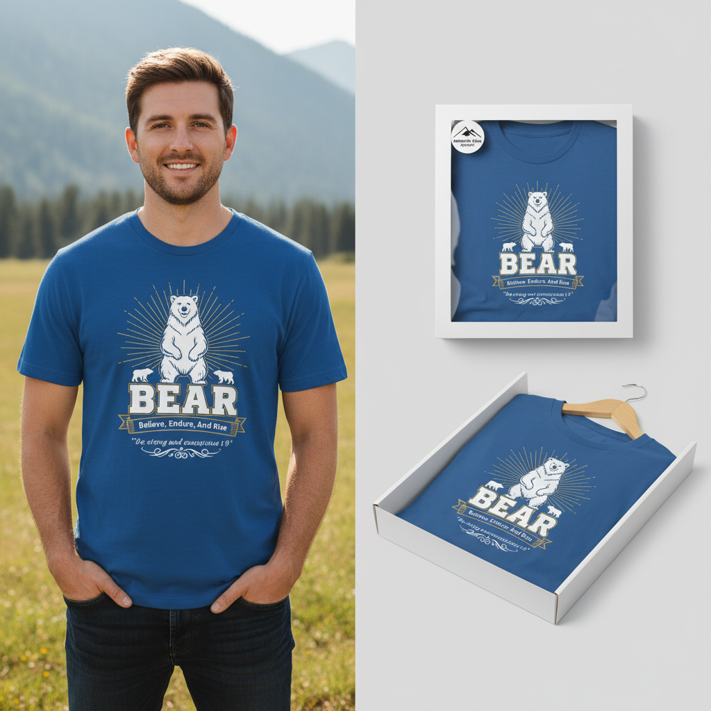 Believe, Endure, And Rise Bear T-Shirt_dual_model_life