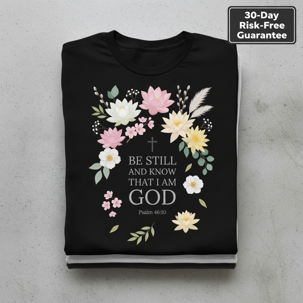 Be Still and Know T-Shirt_stacked_flatlay