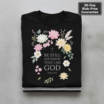 Be Still and Know T-Shirt_stacked_flatlay
