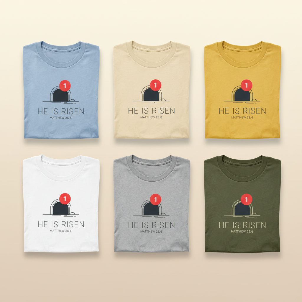 He Is Risen Notification T-Shirt_6color_grid