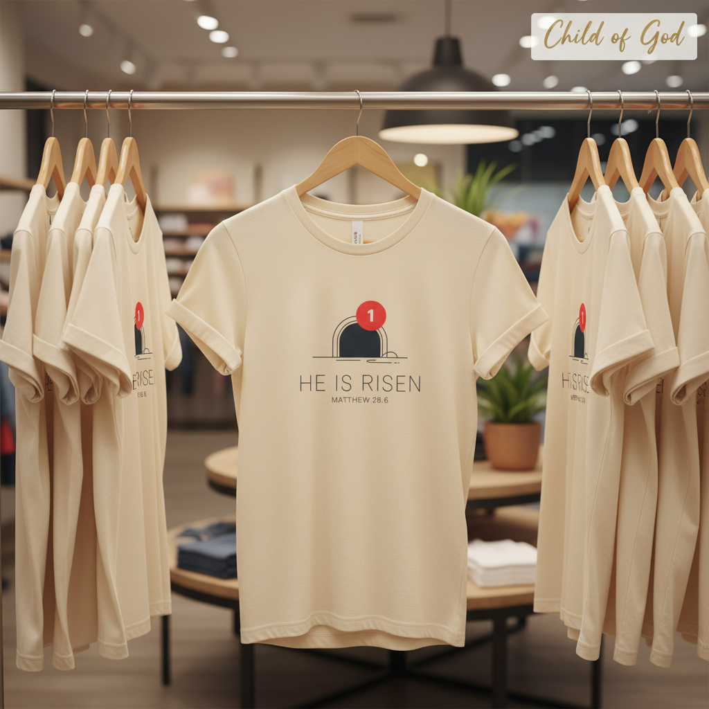 He Is Risen Notification T-Shirt_boutique_rack