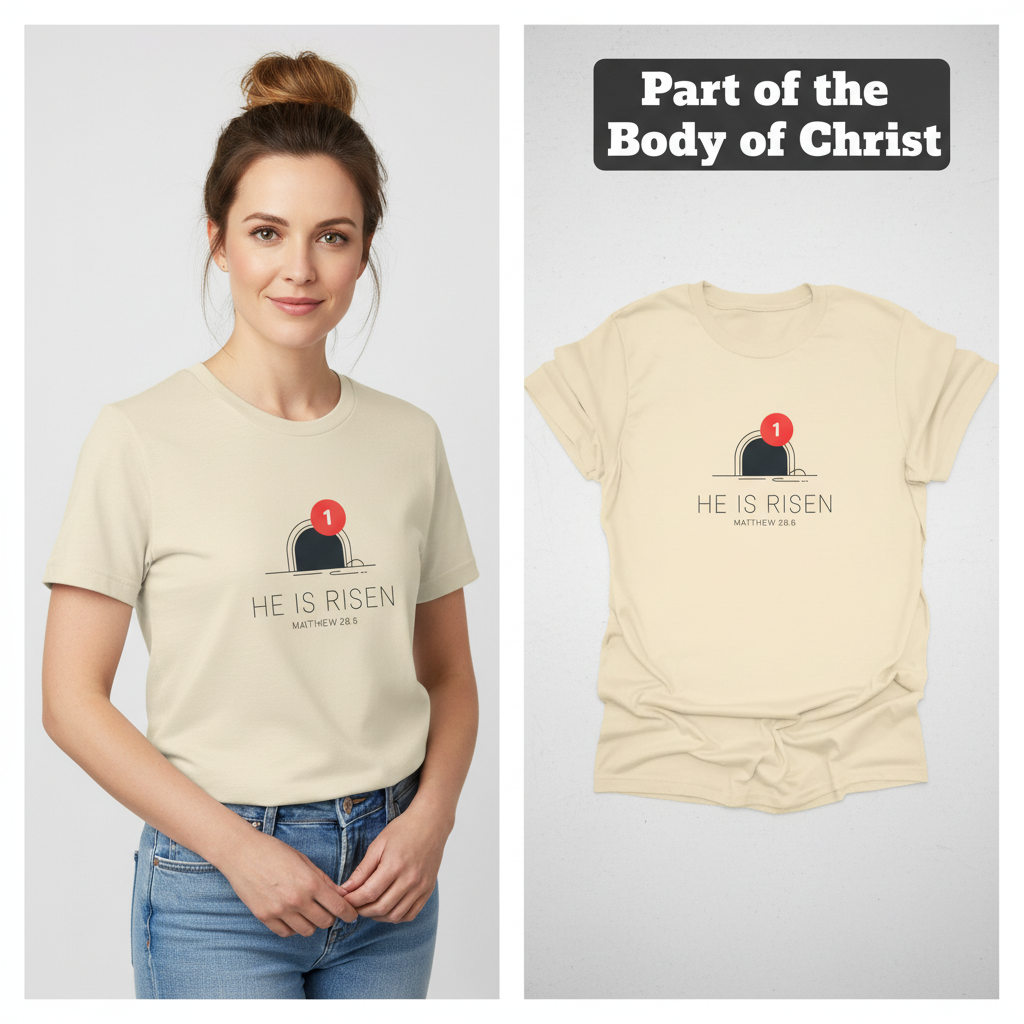 He Is Risen Notification T-Shirt_model_flat