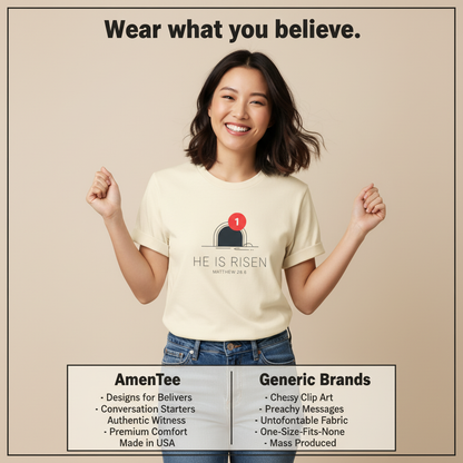 He Is Risen Notification T-Shirt_product_table
