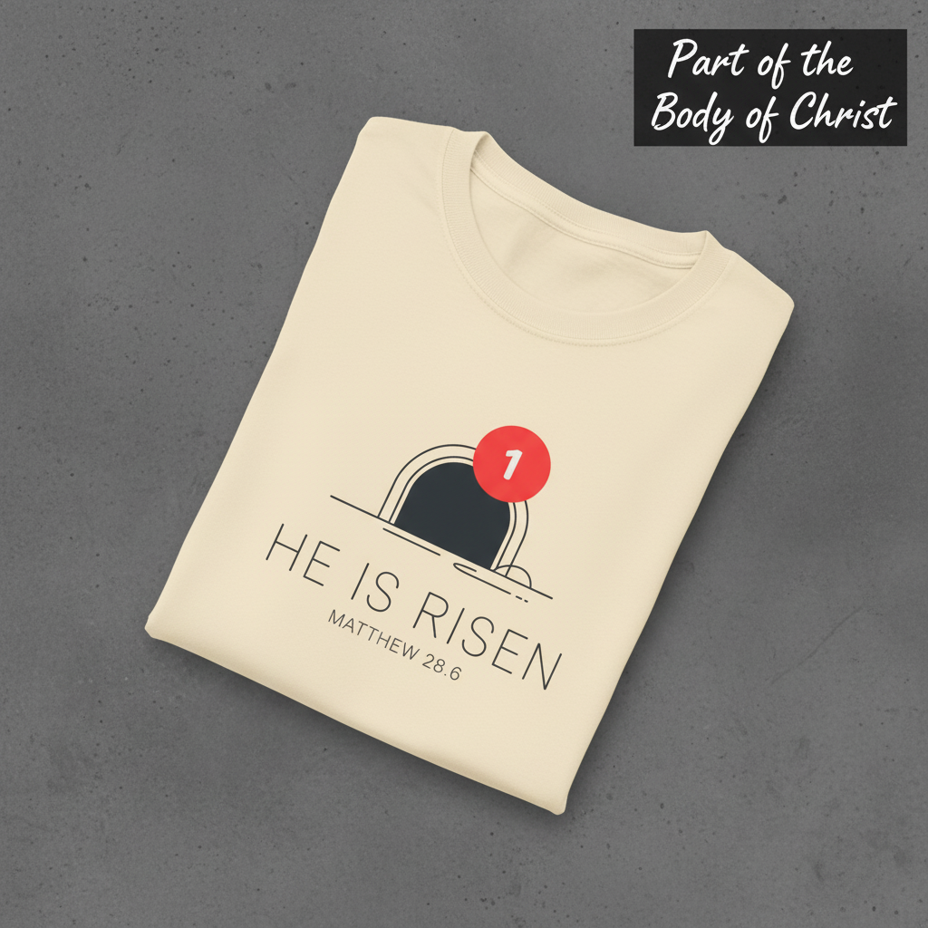 He Is Risen Notification T-Shirt_fold_tilt
