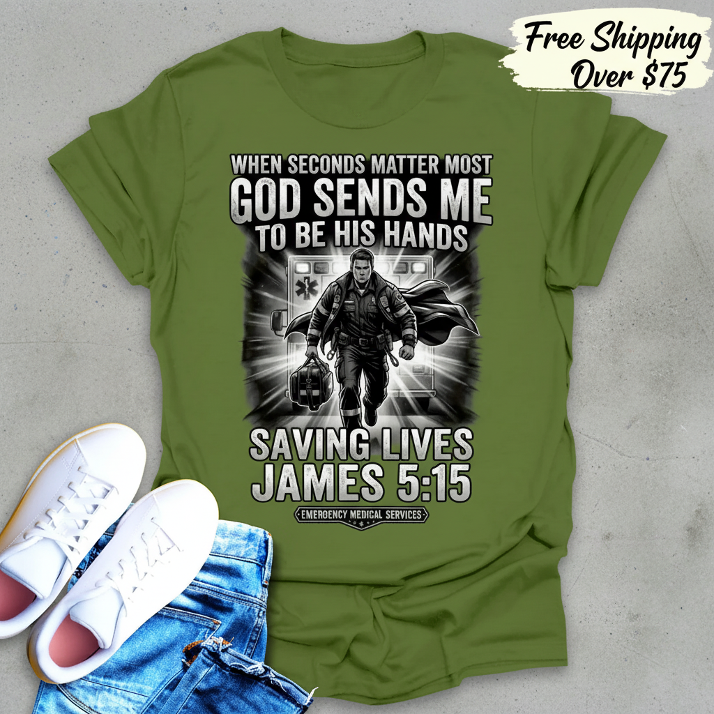 God Sends Me to Be His Hands T-Shirt_stacked_flatlay