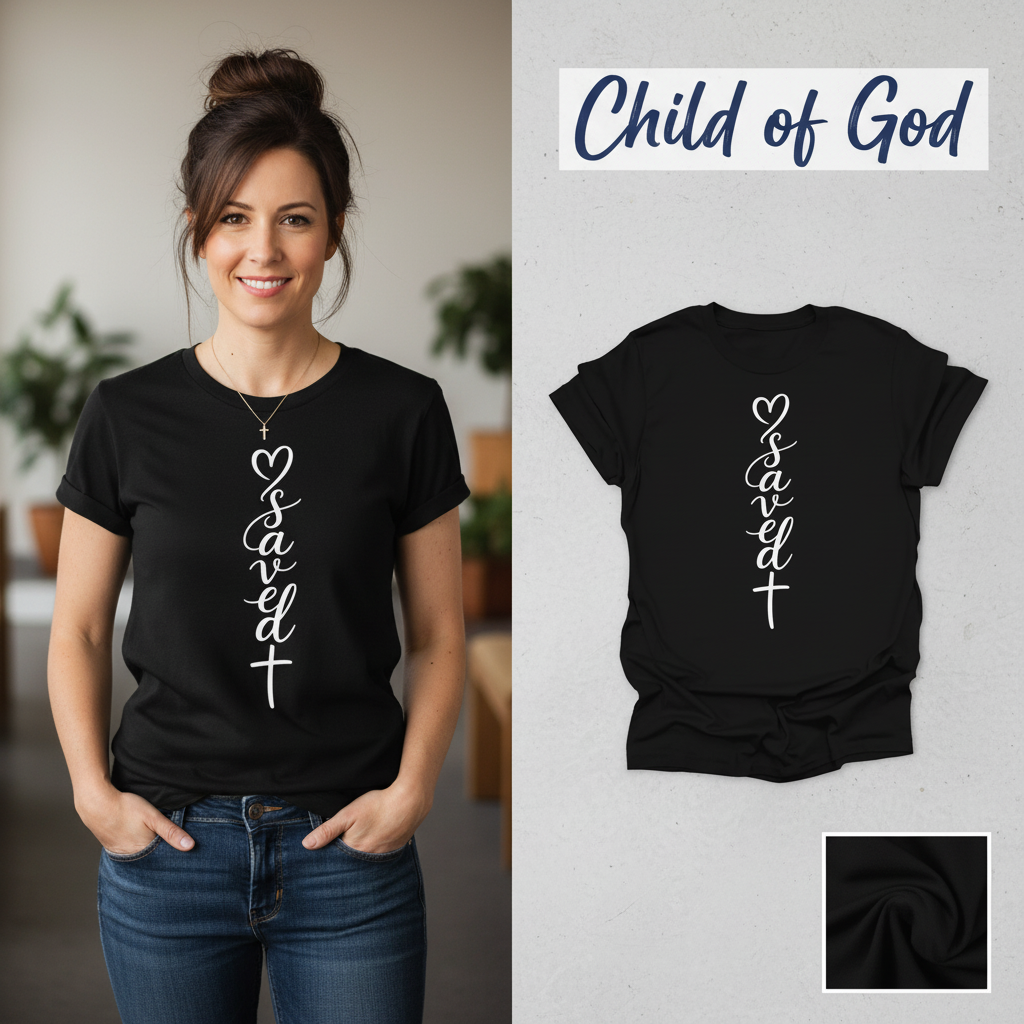 Saved by the cross T-Shirt_model_flat
