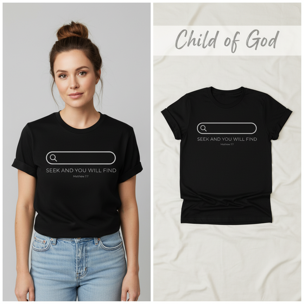 Seek and You Will Find T-Shirt_model_flat