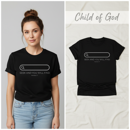 Seek and You Will Find T-Shirt_model_flat