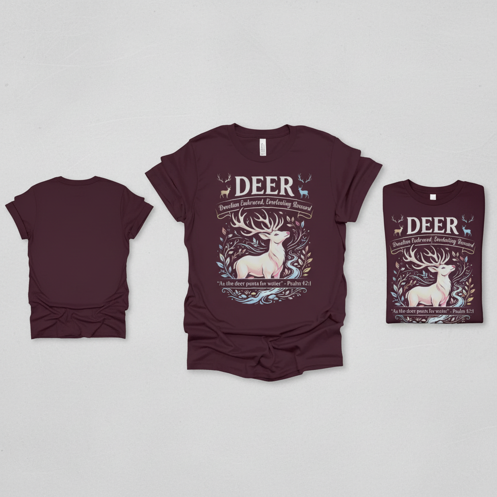 Psalm 42 Deer T-Shirt_triple_model