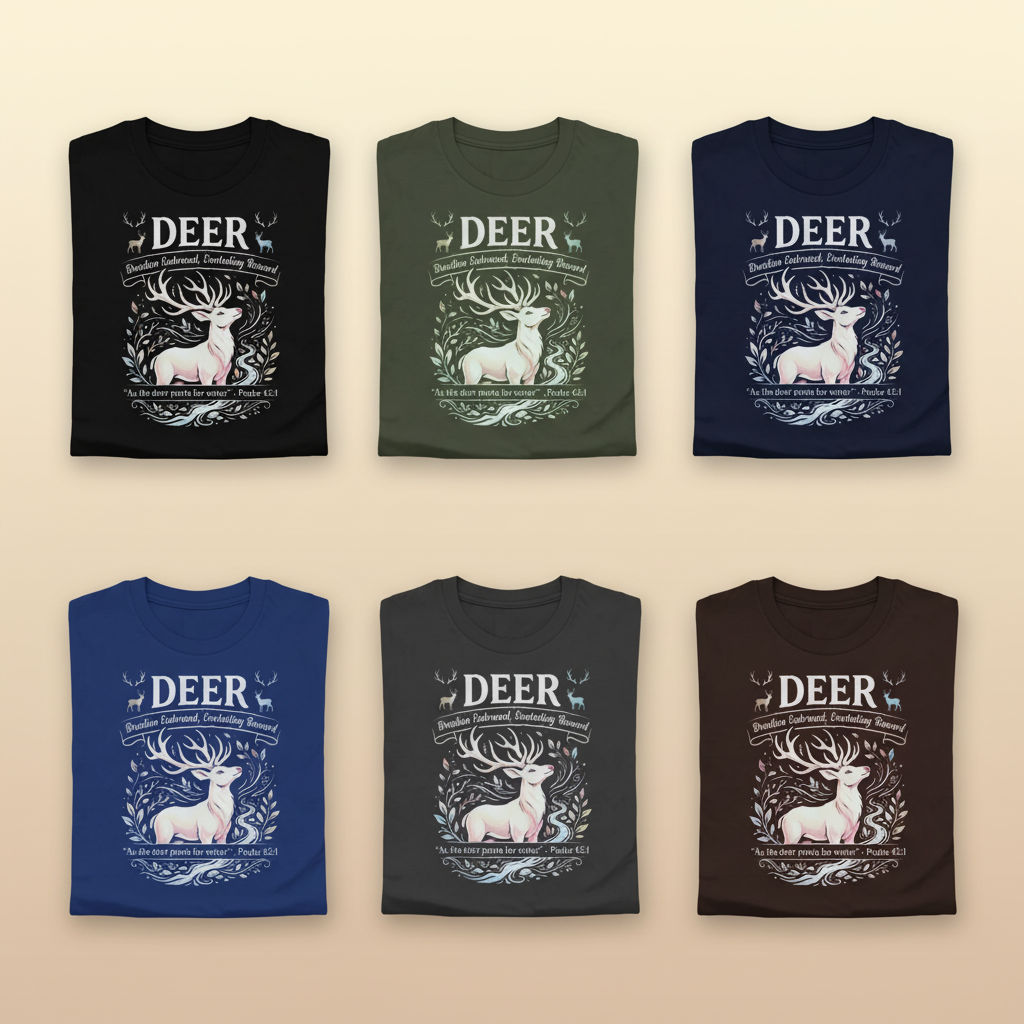 Psalm 42 Deer T-Shirt_6color_grid