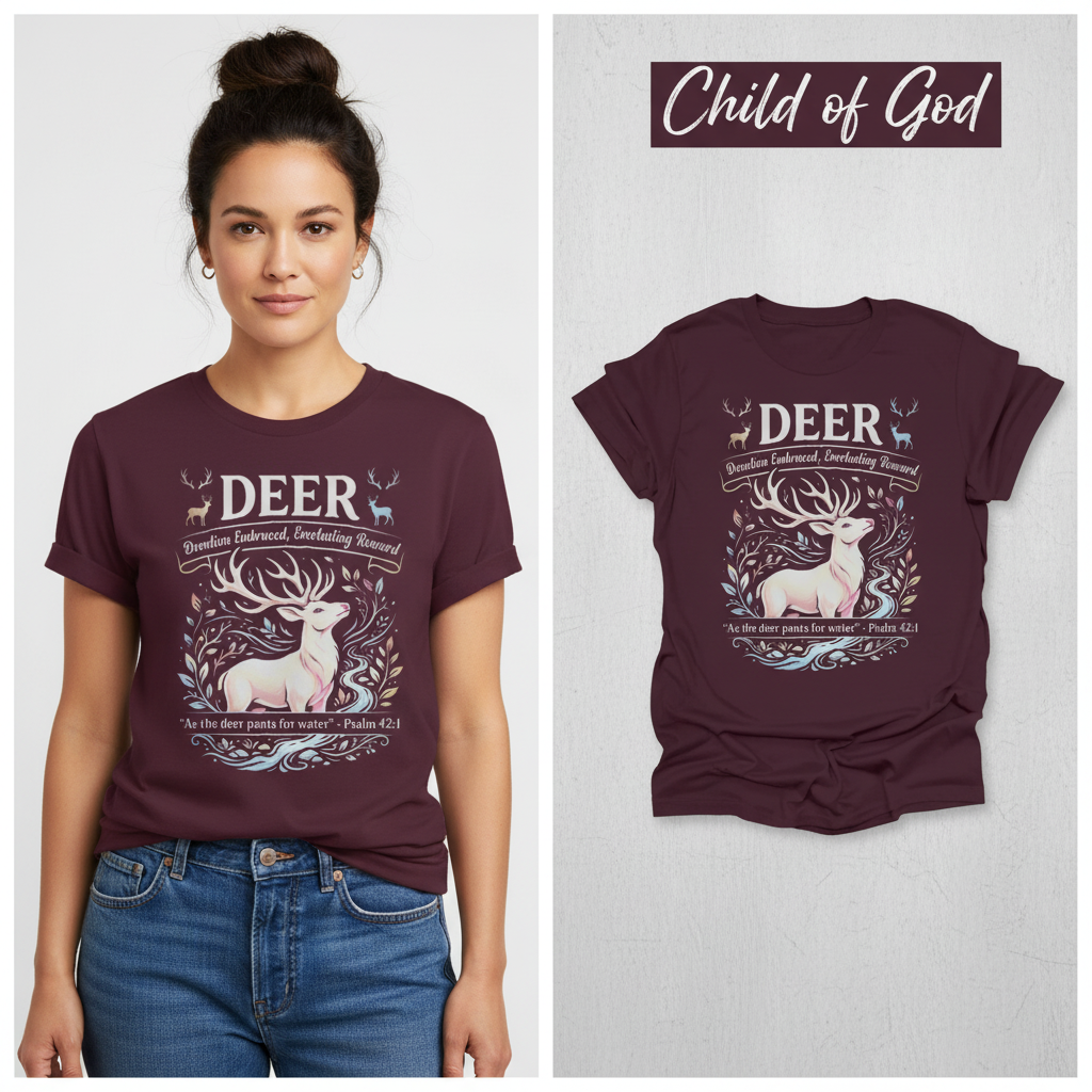Psalm 42 Deer T-Shirt_model_flat