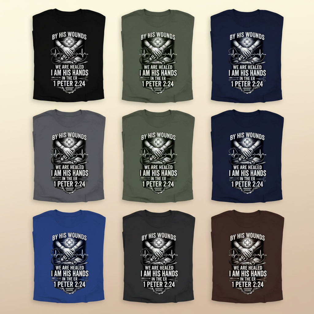 By His Wounds ER T-Shirt_6color_grid