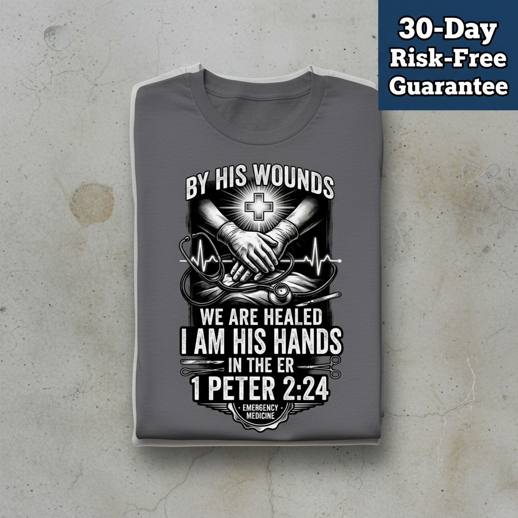 By His Wounds ER T-Shirt_stacked_flatlay
